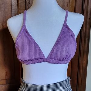 SOLD Xhiliration sparkle lavender ribbed bikini top size L